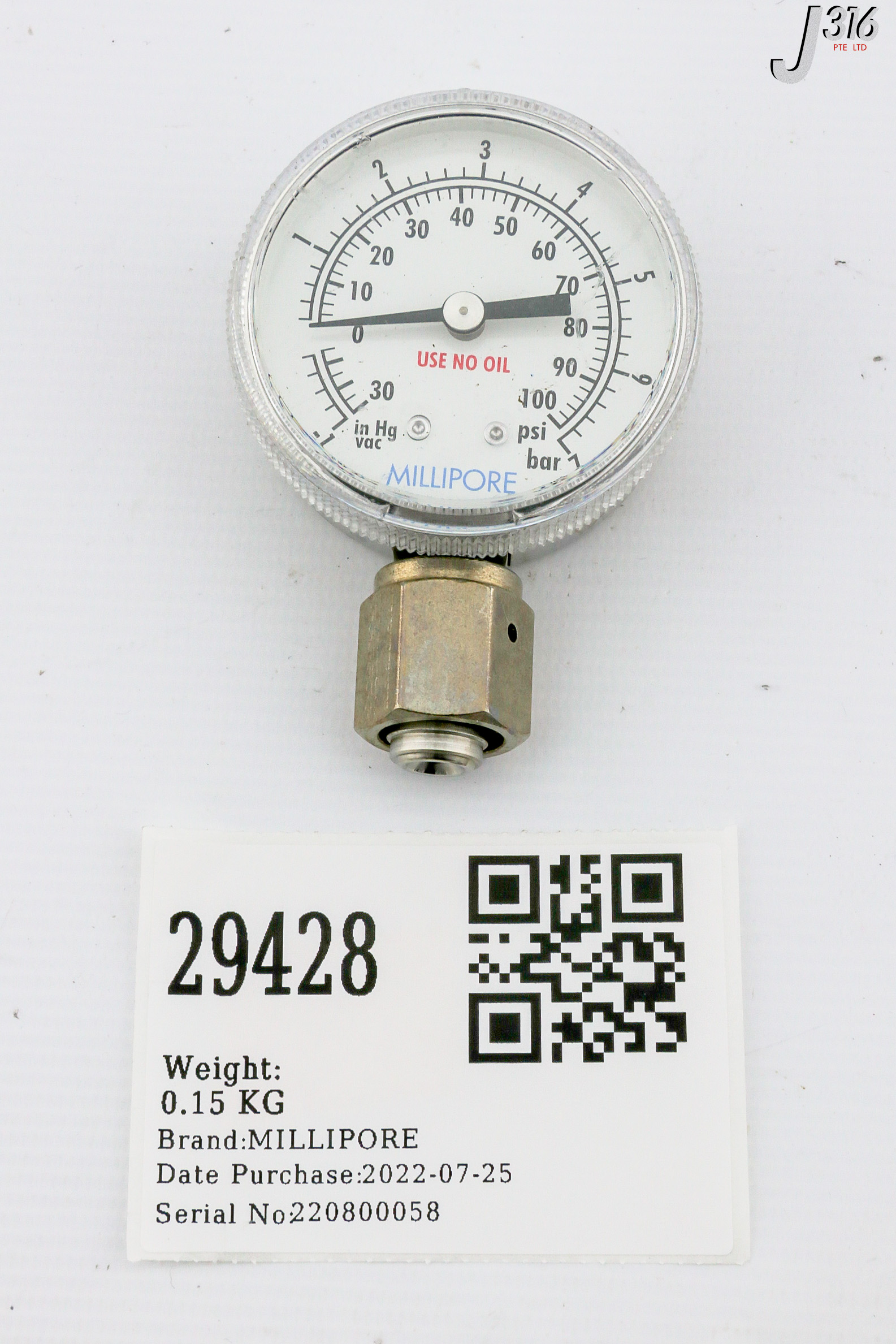 ④ 専用ページ 29428 MILLIPORE PRESSURE GAUGE, -30 - 100 PSI 01-0140-F | eBay